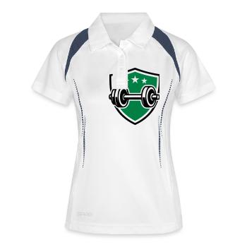 Hantel Gewichte Gym Logo - Frauen Polo atmungsaktiv - Weiß/Navy - Vorne