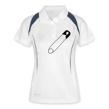 goupille de sécurité - Polo respirant Femme - blanc/marine - Devant