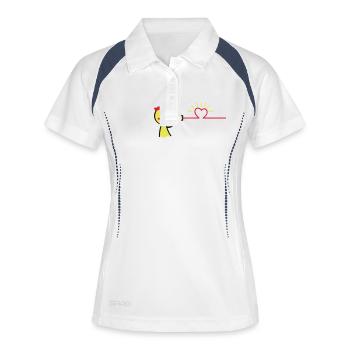 love tin can telephone couple shirt - girl - Frauen Polo atmungsaktiv - Weiß/Navy - Vorne