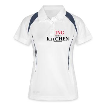 King of the Kitchen - Frauen Polo atmungsaktiv - Weiß/Navy - Vorne