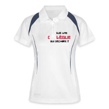 Je suis une Collègue qui déchiiire !! - Polo respirant Femme - blanc/marine - Devant