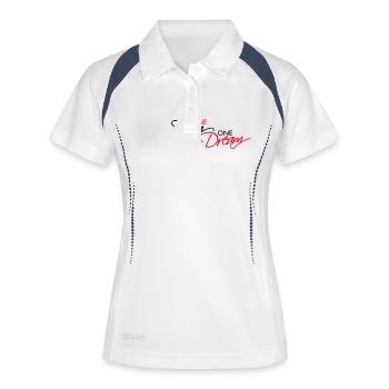 One Team Schriftzug - Frauen Polo atmungsaktiv - Weiß/Navy - Vorne
