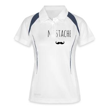 Mustache Bart Geschenk Idee - Frauen Polo atmungsaktiv - Weiß/Navy - Vorne