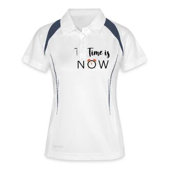 The Time is NOW - 2 Farben - Frauen Polo atmungsaktiv - Weiß/Navy - Vorne