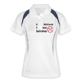 junggesellenabschied - Frauen Polo atmungsaktiv - Weiß/Navy - Vorne