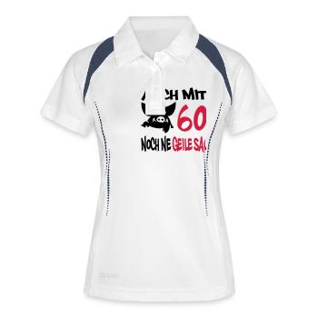 geile_sau_60 - Frauen Polo atmungsaktiv - Weiß/Navy - Vorne