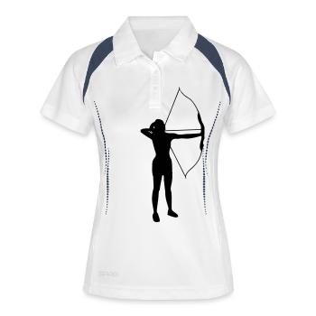 Archery female de - Frauen Polo atmungsaktiv - Weiß/Navy - Vorne