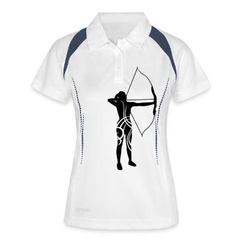 Archery female tribal de - Frauen Polo atmungsaktiv - Weiß/Navy - Vorne