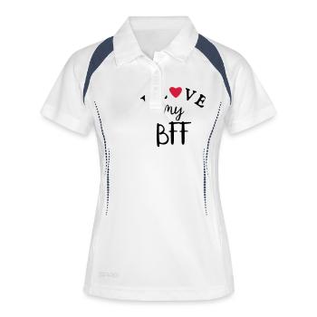 le thème des meilleurs amis - I love - I love my BFF - Polo respirant Femme - blanc/marine - Devant