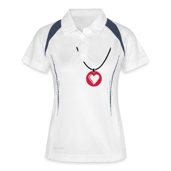 Collier - Coeur - Polo respirant Femme - blanc/marine - Devant