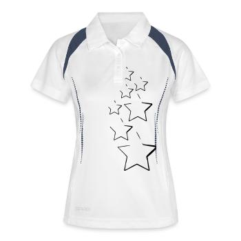 étoiles - Polo respirant Femme - blanc/marine - Devant