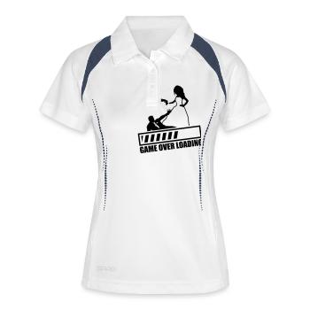 game_over_loading_fa1 - Frauen Polo atmungsaktiv - Weiß/Navy - Vorne