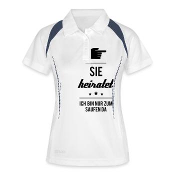 BIN NUR ZUM SAUFEN DA - Frauen Polo atmungsaktiv - Weiß/Navy - Vorne
