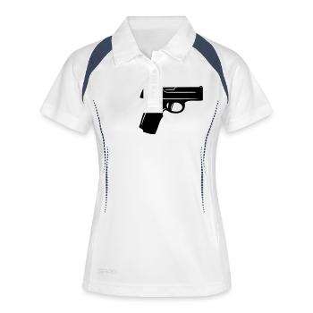 Waffen Pistole muster - Frauen Polo atmungsaktiv - Weiß/Navy - Vorne