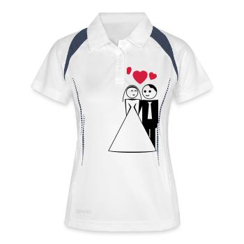 happy wed / newly wed / wedding / stag 2c - Polo respirant Femme - blanc/marine - Devant