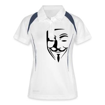 anonymous_003 - Frauen Polo atmungsaktiv - Weiß/Navy - Vorne