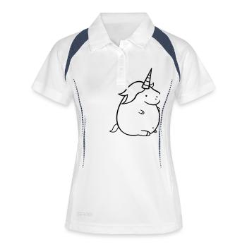 fat_unicorn - Frauen Polo atmungsaktiv - Weiß/Navy - Vorne