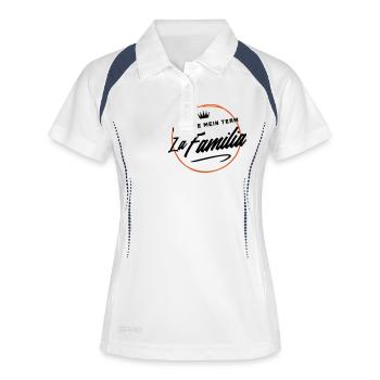 nie ohne mein team familia - Frauen Polo atmungsaktiv - Weiß/Navy - Vorne