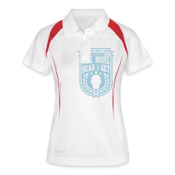 I get more head - Frauen Polo atmungsaktiv - Weiß/Navy - Vorne