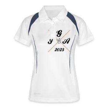 JGA 2025 Party Junggesellenabschied - Frauen Polo atmungsaktiv - Weiß/Navy - Vorne