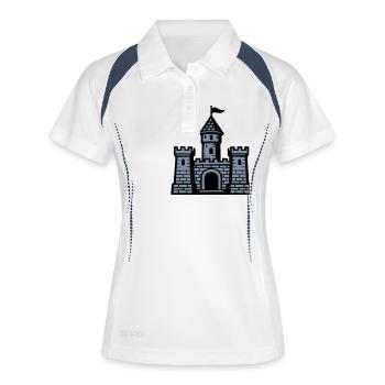 Symbole du château mur de pierre - Polo respirant Femme - blanc/marine - Devant