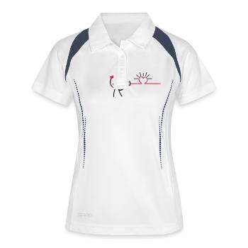 love tin can telephone couple shirt - girl - Frauen Polo atmungsaktiv - Weiß/Navy - Vorne