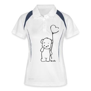 Verliebter Teddy - Frauen Polo atmungsaktiv - Weiß/Navy - Vorne