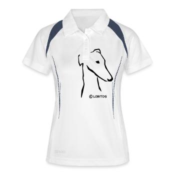 Windhundkopf - Frauen Polo atmungsaktiv - Weiß/Navy - Vorne
