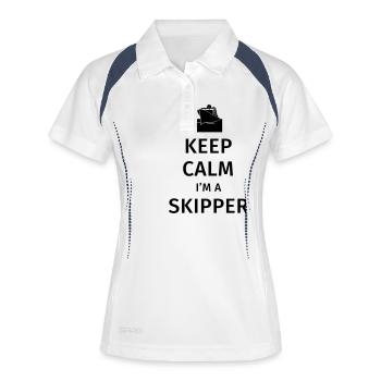 Keep Calm I'm a Skipper - Frauen Polo atmungsaktiv - Weiß/Navy - Vorne