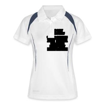 gott ich und der teufel - Frauen Polo atmungsaktiv - Weiß/Navy - Vorne