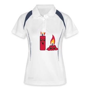 2 bougies équipe couple drôle triste brûlé BD - Polo respirant Femme - blanc/marine - Devant