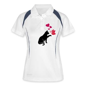 Chat - Polo respirant Femme - blanc/marine - Devant