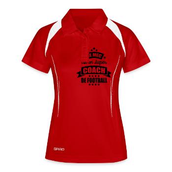 ce mec est un super coach de football - Polo respirant Femme - blanc/marine - Devant