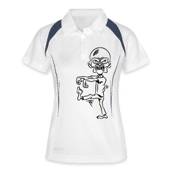 zombie drôle - Polo respirant Femme - blanc/marine - Devant