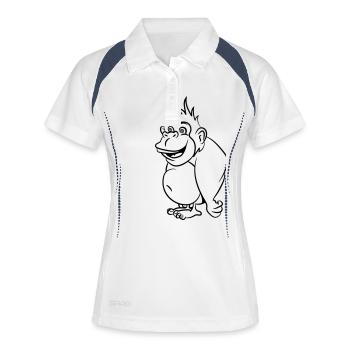 Gorilla drôle - Polo respirant Femme - blanc/marine - Devant