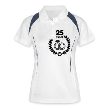 25 - Birthday Wedding - Marriage - Love - Frauen Polo atmungsaktiv - Weiß/Navy - Vorne