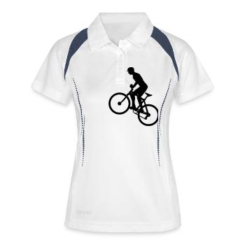 Sport - Radfahrer - Frauen Polo atmungsaktiv - Weiß/Navy - Vorne