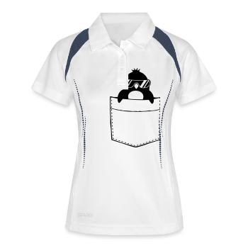 Hemd Brusttasche Pinguin - Frauen Polo atmungsaktiv - Weiß/Navy - Vorne