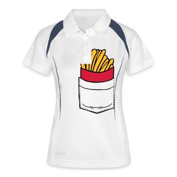 Poitrine poche Français frites - Polo respirant Femme - blanc/marine - Devant
