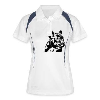 French Bulldog - Frauen Polo atmungsaktiv - Weiß/Navy - Vorne