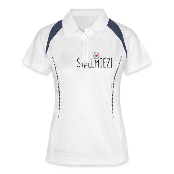Ich bin eine Stallmieze! - Frauen Polo atmungsaktiv - Weiß/Navy - Vorne
