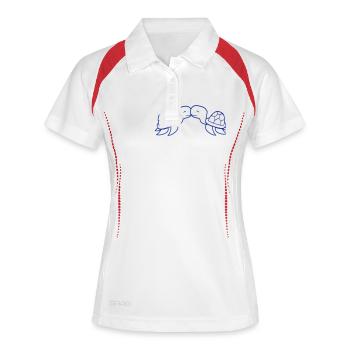 2 Tortues d’eau Couple Amoureux S’embrassant Mignon - Polo respirant Femme - blanc/marine - Devant