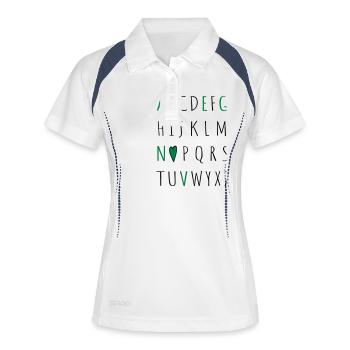 love vegan - Frauen Polo atmungsaktiv - Weiß/Navy - Vorne