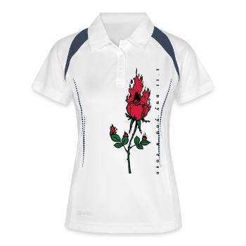 Imprimer Rose Brûler - Polo respirant Femme - blanc/marine - Devant