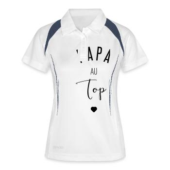 PAPA AU TOP - Polo respirant Femme - blanc/marine - Devant
