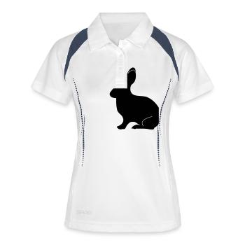 lièvre lapin - Polo respirant Femme - blanc/marine - Devant