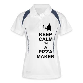 keep calm i'm a pizza maker kg10 - Frauen Polo atmungsaktiv - Weiß/Navy - Vorne