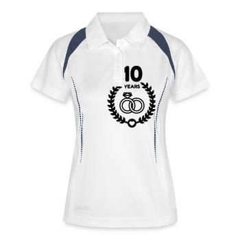 10 - Birthday Wedding - Marriage - Love - Wife - Polo respirant Femme - blanc/marine - Devant