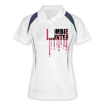 zombie hunter Halloween Zitat - Frauen Polo atmungsaktiv - Weiß/Navy - Vorne