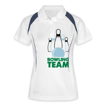 bowling team1 - Frauen Polo atmungsaktiv - Weiß/Navy - Vorne